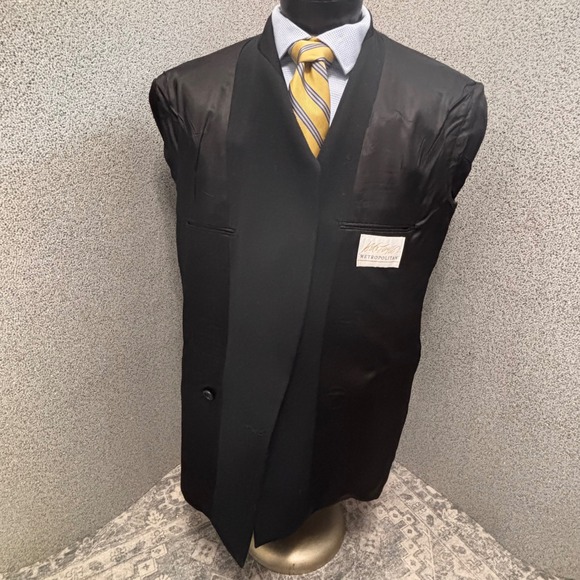 Lord & Taylor Black Double Breasted Blazer 44L Formal Goth VTG Union  Jacket - Picture 7 of 16